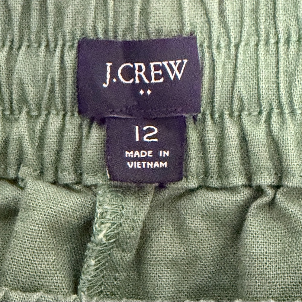 J.Crew Green Linen Cotton Drawstring Pants 12 Spring 2024 Preppy Coastal Casual - Picture 2 of 14